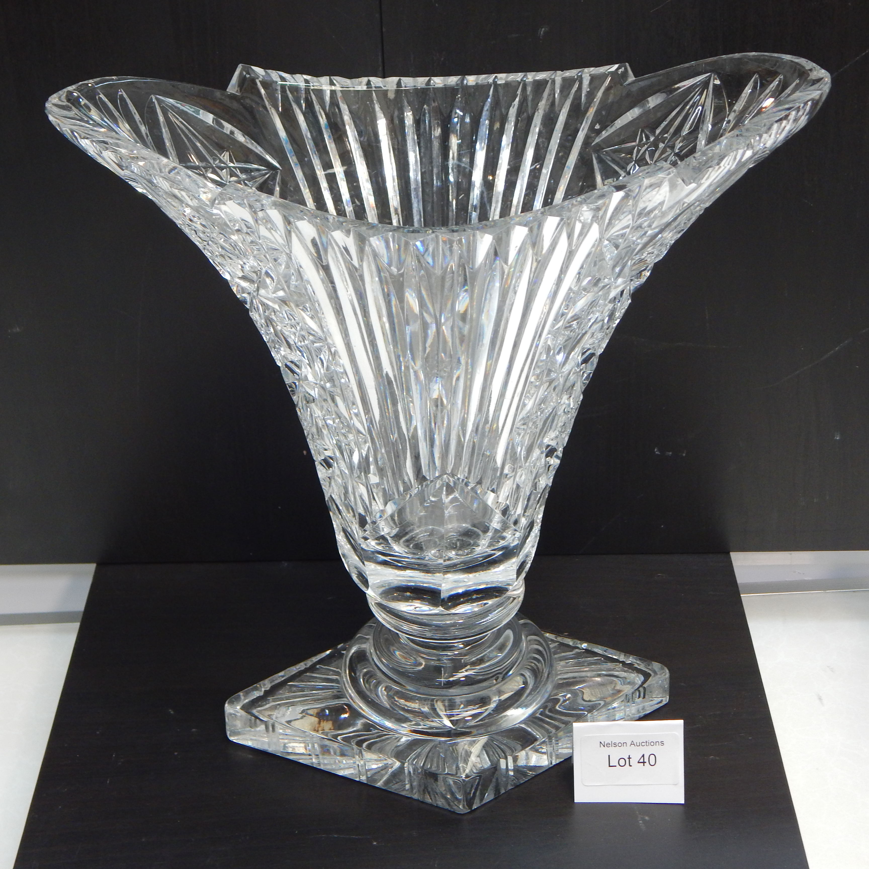 Art Deco lead crystal vase - 3kg - minor nibbles on rim — NZ auction result