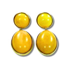 Butterscotch Amber Drop Earrings in 9ct Yellow Gold (Pair)