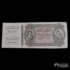 Chile, Banco de A. Edwards y Cia. 5 Pesos 1877.