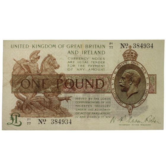 Great Britain 'Fisher' £1 (1922-3), Crisp Very Fine