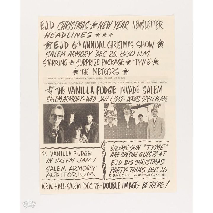 1969 Vanilla Fudge Led Zeppelin Canceled Salem Armory Handbill Mint 91