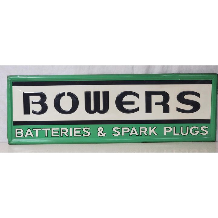 Bowers Batteries & Spark Plugs Metal Sign (TAC)