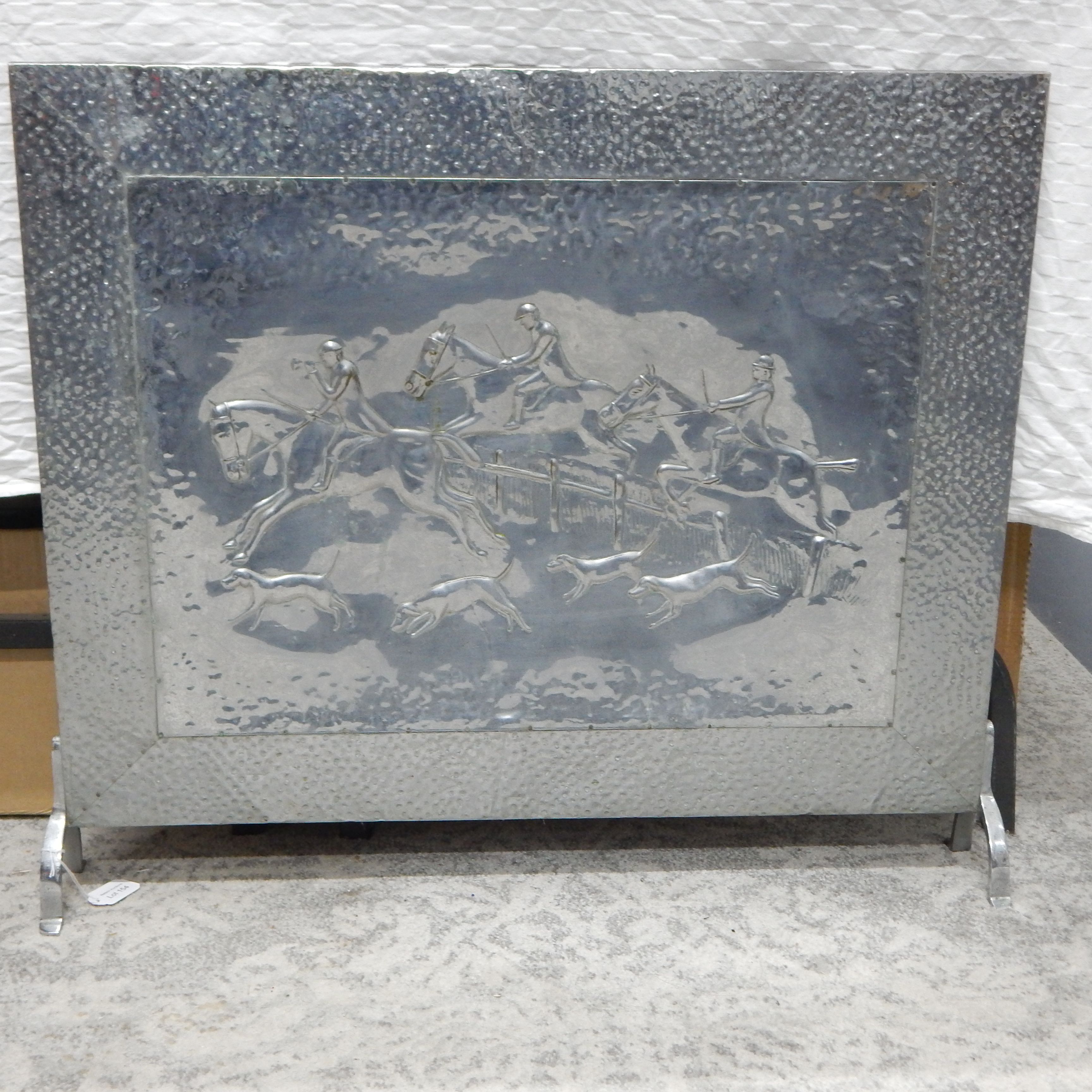 Vintage Embossed Fire Screen Polished Chrome — NZ auction result