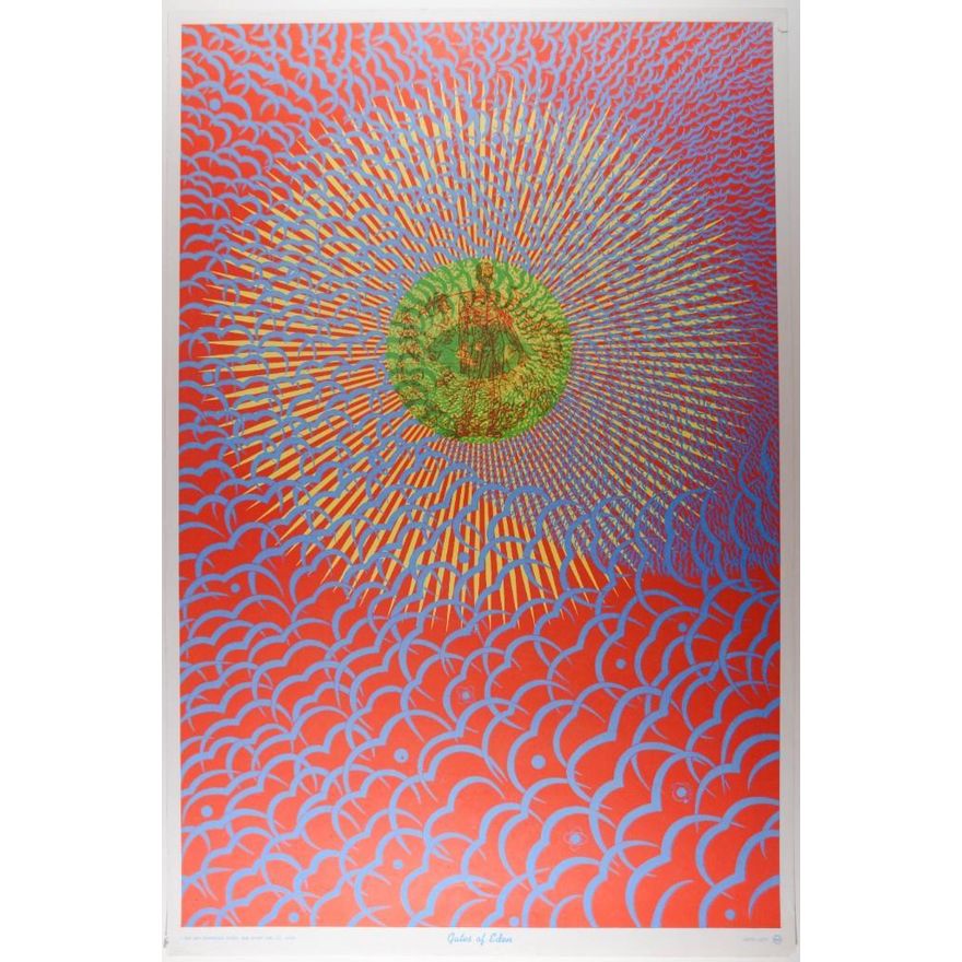 1967 Wilfred Satty The Gates of Eden Orbit Graphic Arts Headshop Poster Excellent 73