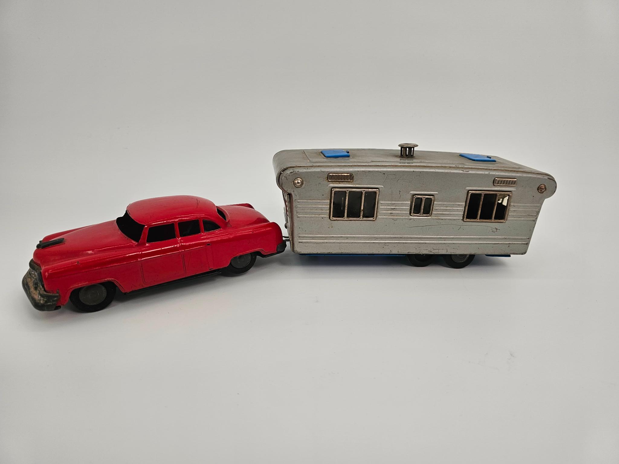 S.S.S. Japan Tin Toy Car & House Trailer / Camper | East-Wing Estate Sales  & Auction Co.