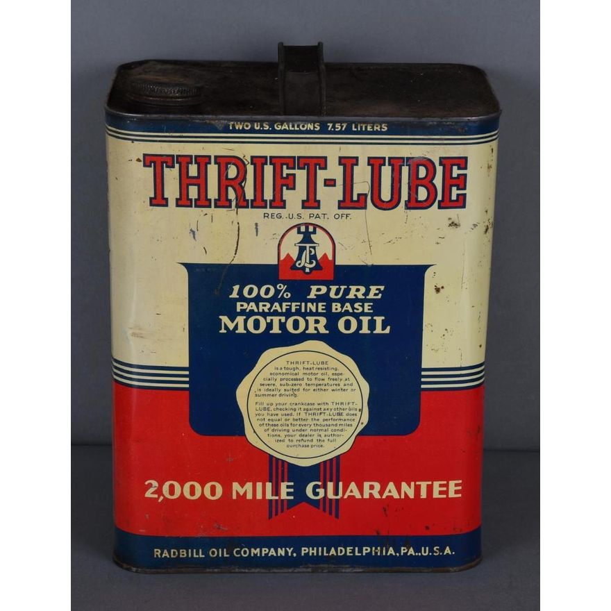 Thrift-Lube Motor Oil w/logo Two-Gallon Metal Can