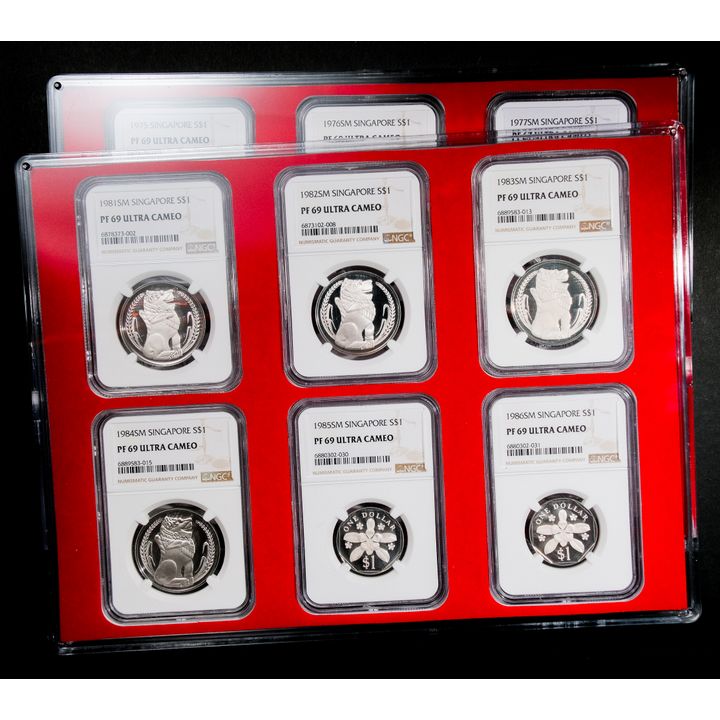 Singapore Merlion 1975-86 $1 NGC PF69Ultra Cameo x11 PF67Ultra Cameo x1 Total 12pcs(Full set of Years)