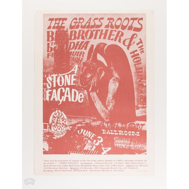 1966 FD-11 Big Brother Grass Roots Avalon Ballroom PP3 Pirate Printing Poster Excellent 75