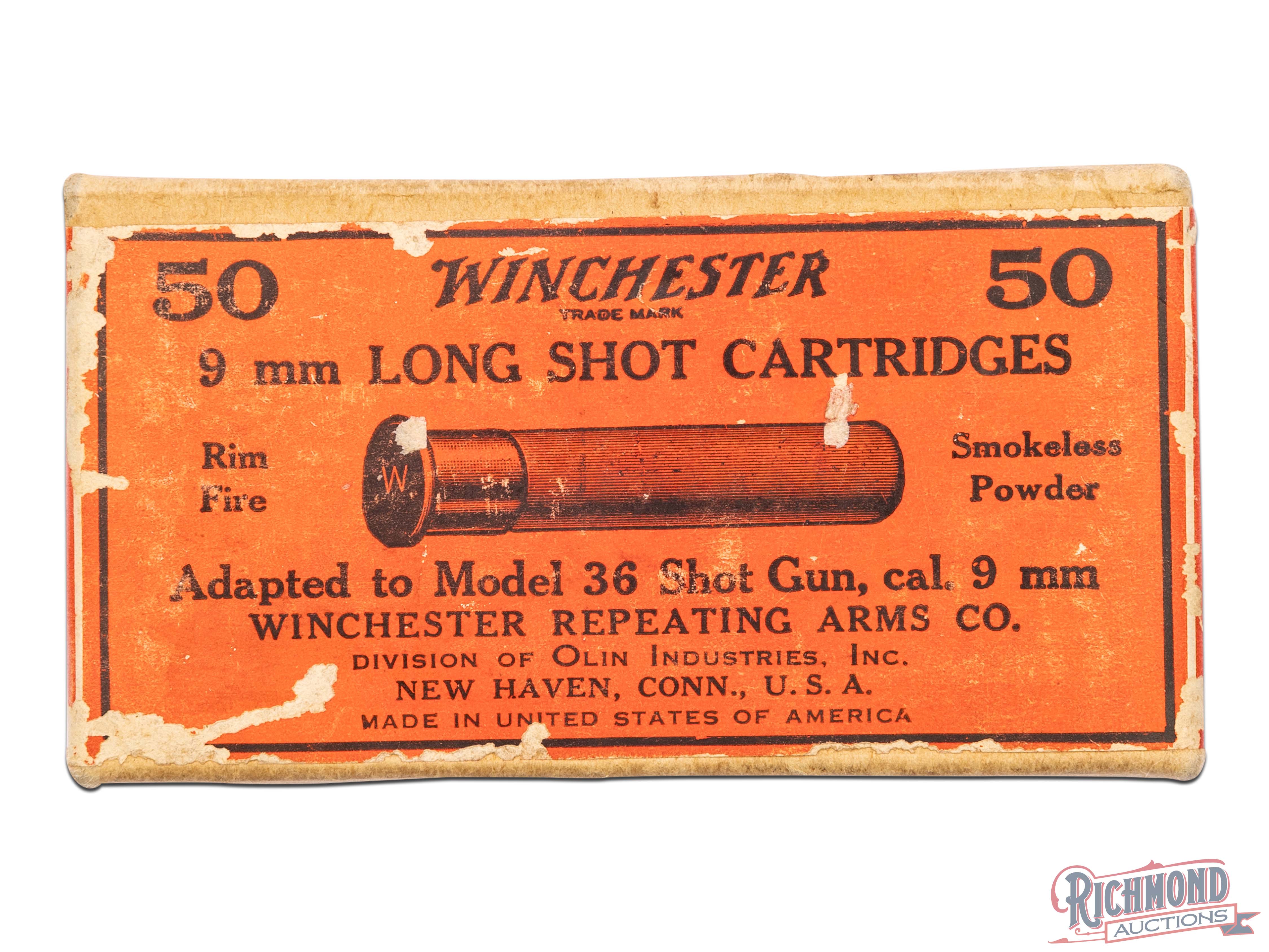 Sealed Box Of Winchester 9 mm Long Shot Rimfire Smokeless Cartridges ...