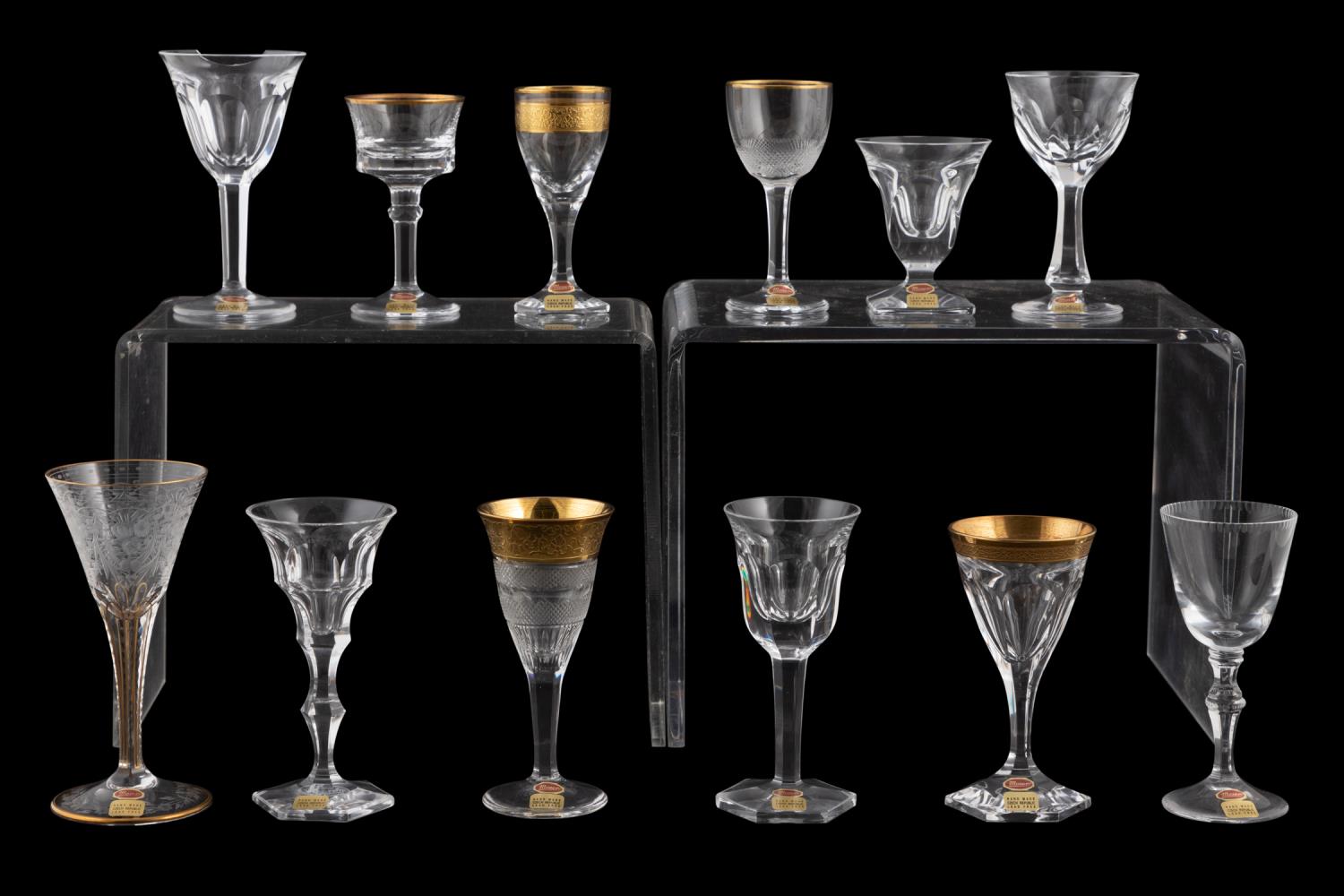 人気が高Moser glass collection 12pcs モーゼル グラスコレクション 12種セット 金彩 カット SPLENDID コペンハーゲン Melikoff マハラニ 等含む クリスタルガラス