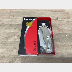 Spyderco -Paramilitary 2 Folding Knife 3.47" CruWear Satin Plain Blade - Brown Canvas Micarta Handles