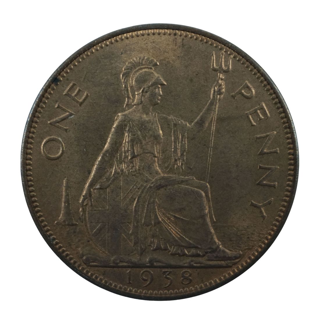 Great Britain George VI 1938 Penny, Choice uncirculated & mostly Red