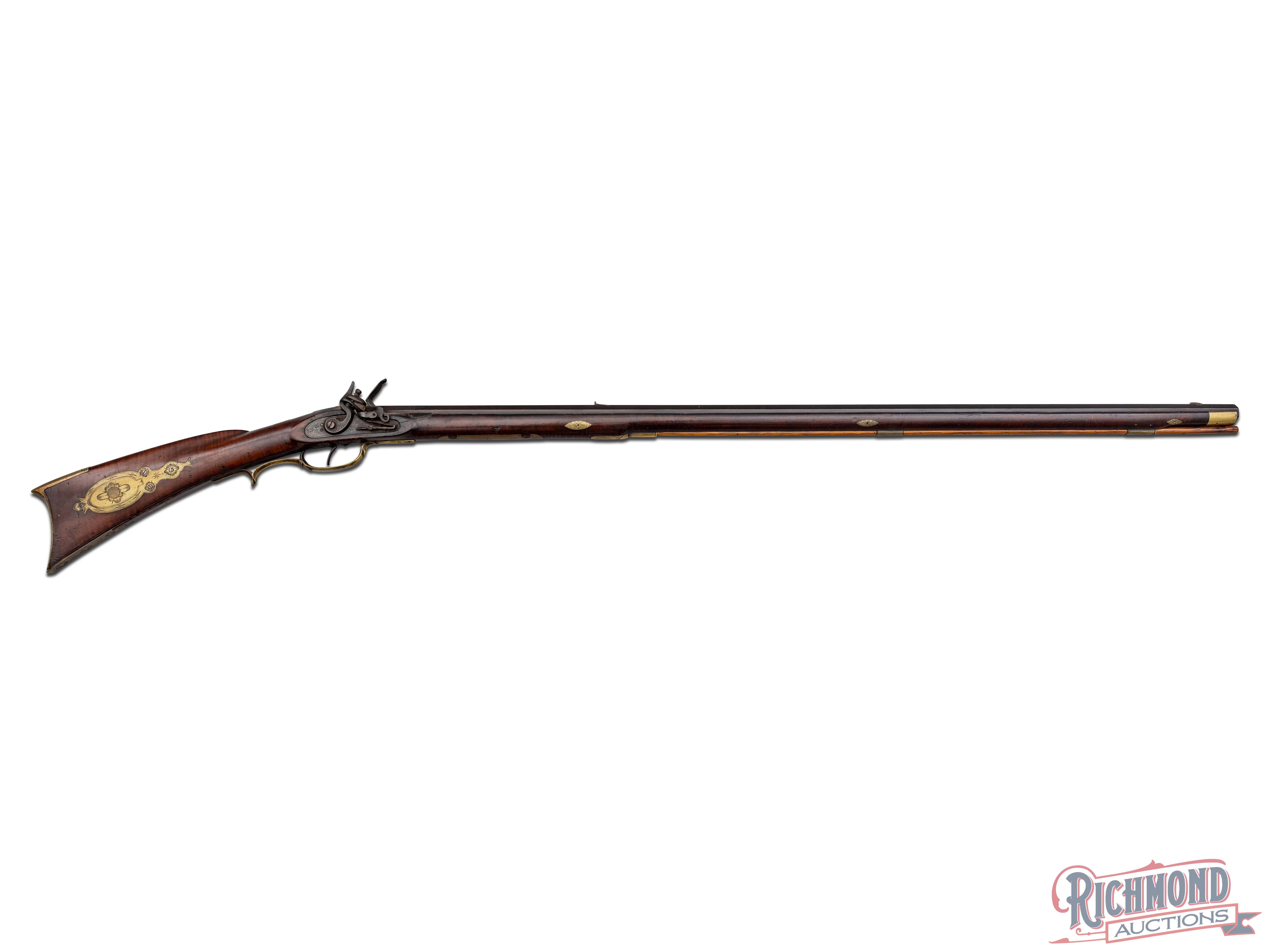 Antique Flintlock Kentucky Rifle Made by John Shell of Dauphin County ...