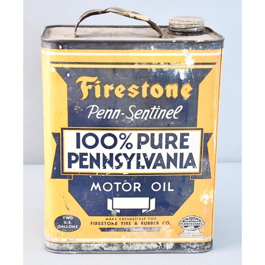Firestone Penn-Sentinel Motor Oil Two-Gallon Metal Can