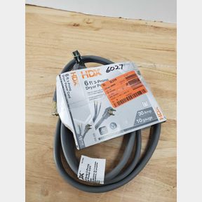 HDX - 6ft 10/3 30 Amp 3 Prong Dryer Power Cord - Gray