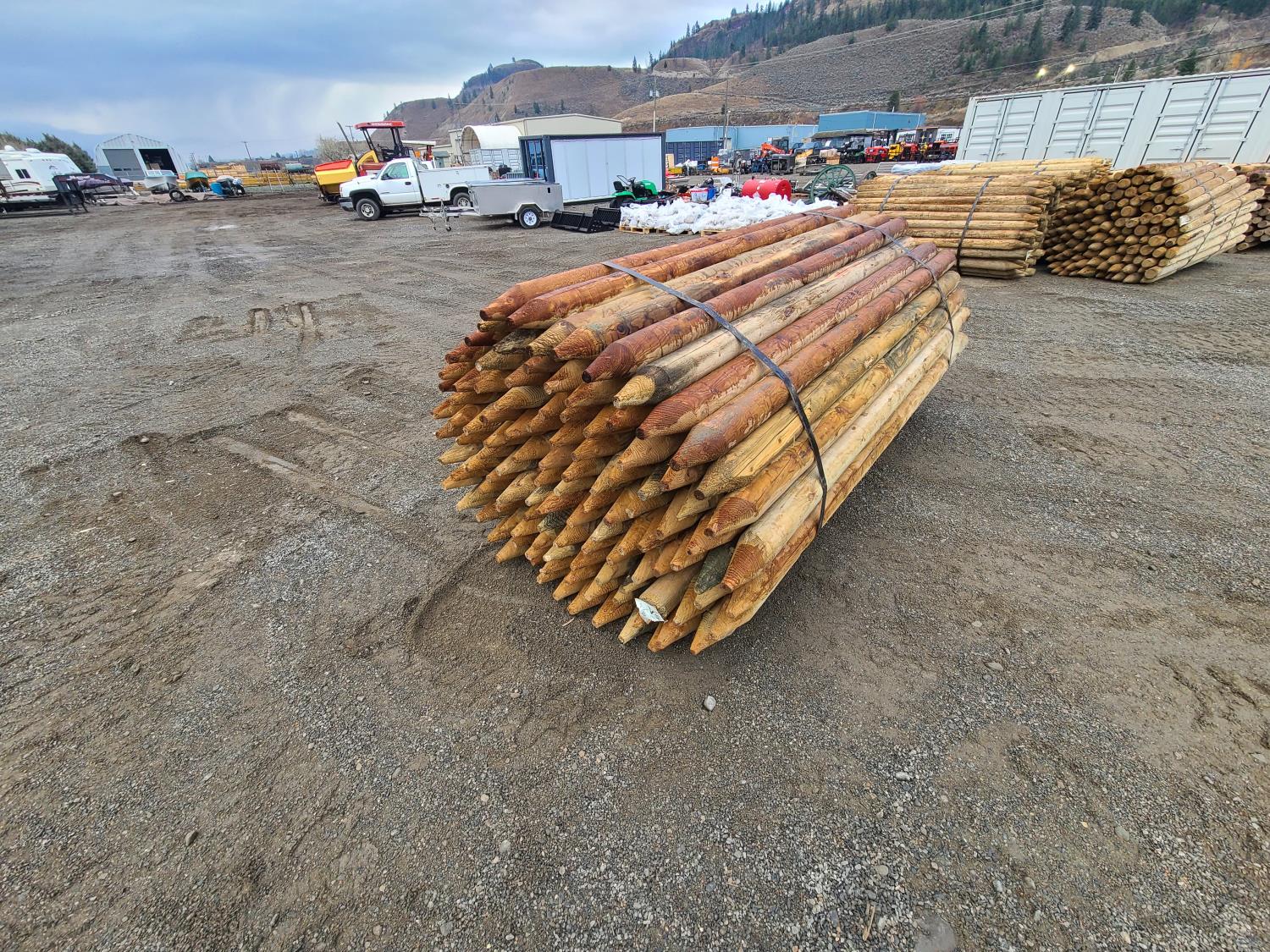 (110) 3-4 Inch X 8 Ft Treated Fence Posts (Unused) [24KL03993-021 ...