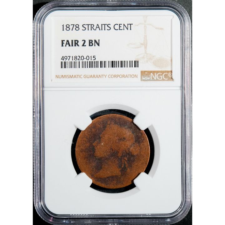 Straits Settlements 1878 QV 1cent (Low Grade Ever Seen) Keydate NGC FAIR 2BN (4971820-015)