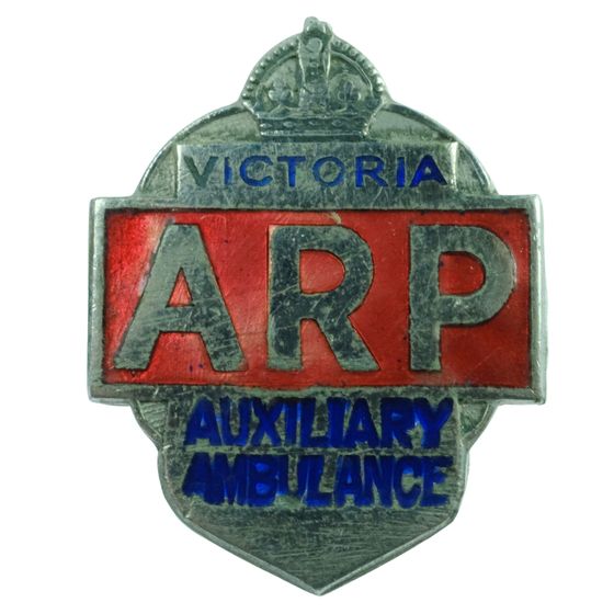 Australia - WWII 'ARP Victoria Auxiliary Ambulance' Enamelled Lapel Badge
