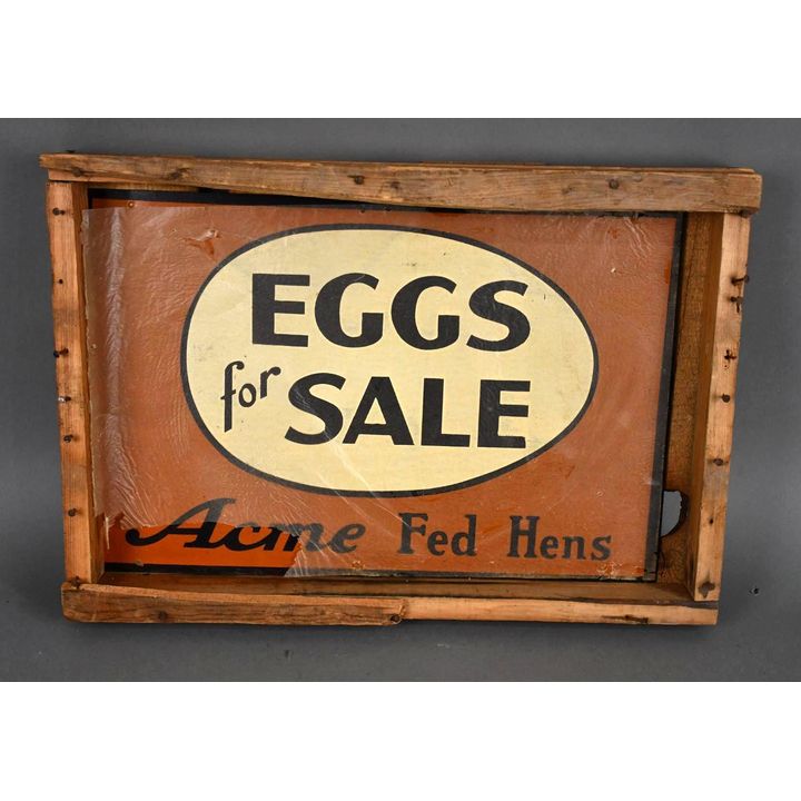 NOS Acme Eggs for Sale Metal Sign in Original Crate