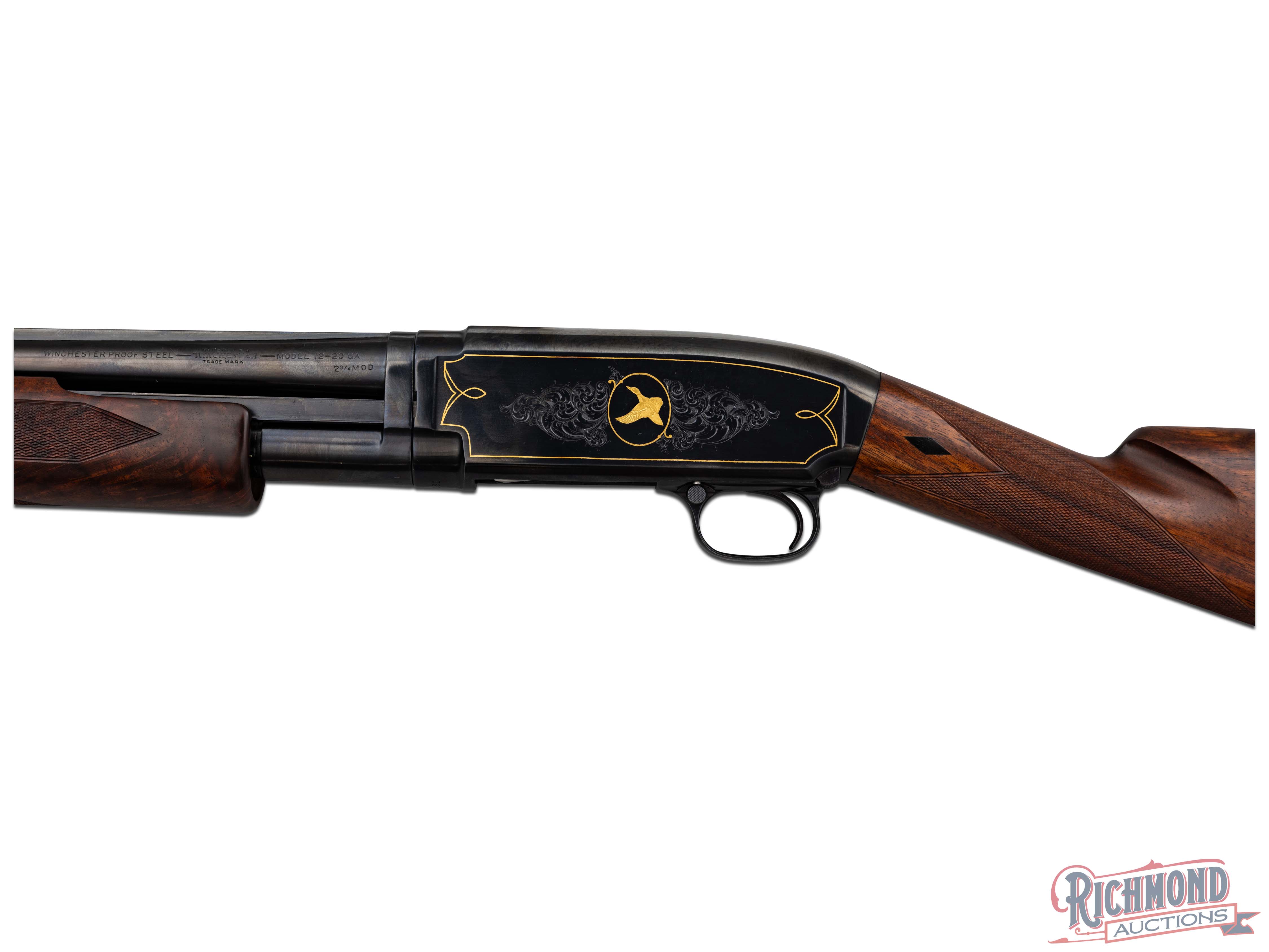 1936 Winchester Model 12 Upgraded Engraved & Gold Inlaid 20 GA Pump ...
