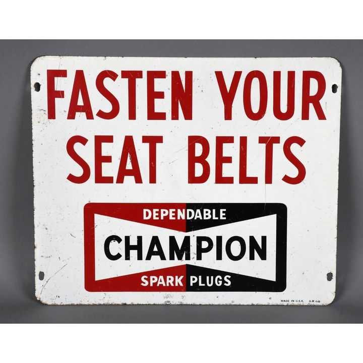 Champion Spark Plugs "Fasten Your Seat Belts" Metal Sign (TAC)