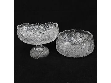 Vintage Collection of Cut Glass Pieces, Two Total