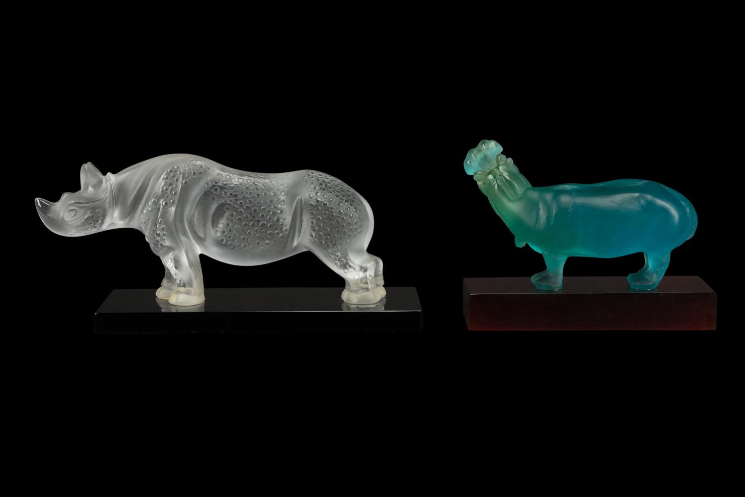 Lalique France Crystal Toba Rhino Rhinoceros Figurine