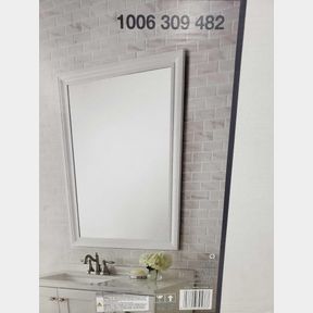 Rectangular Plastic Framed Wall Bathroom Vanity Mirror - White