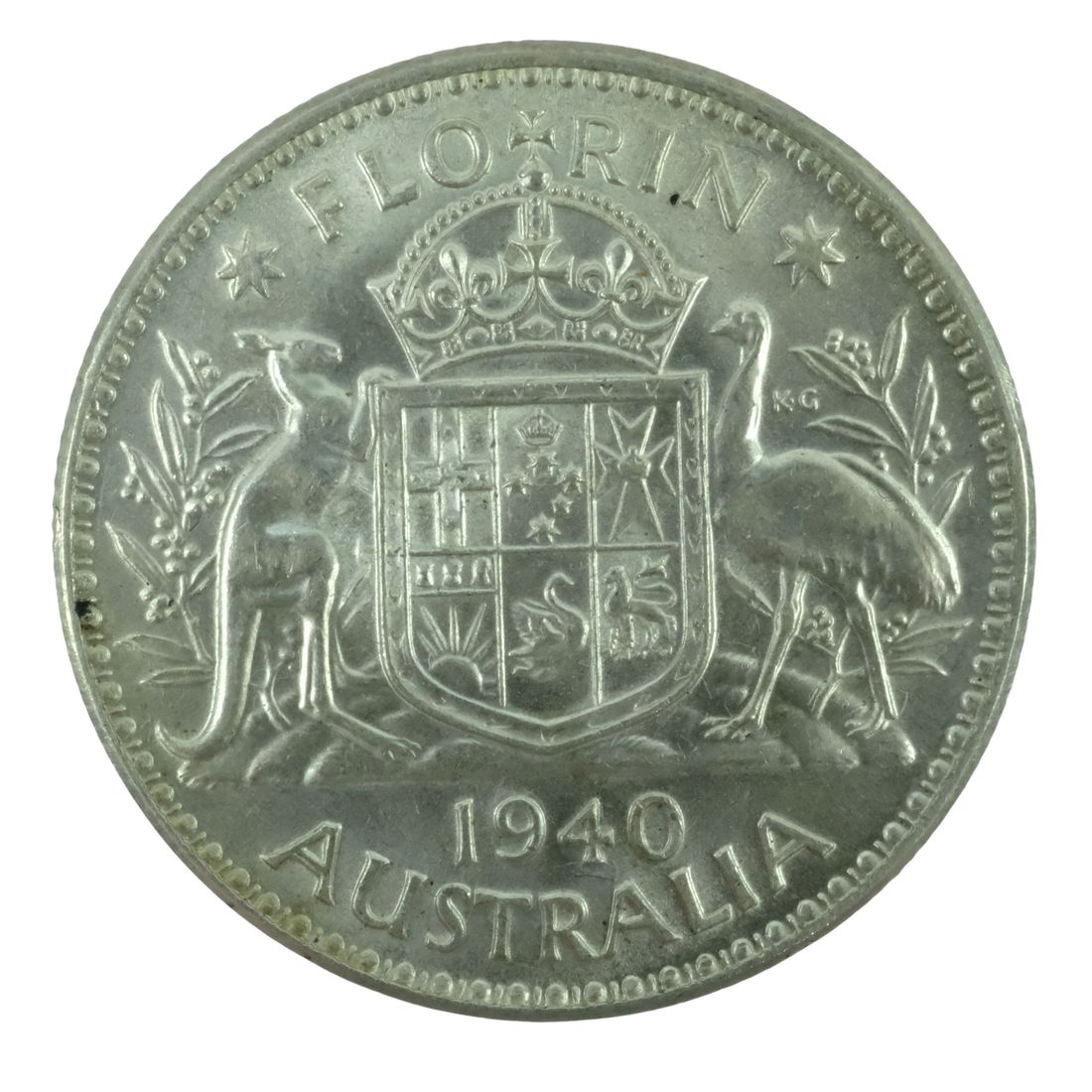 Australia 1940 Silver (925) Florin, Lustrous Uncirculated