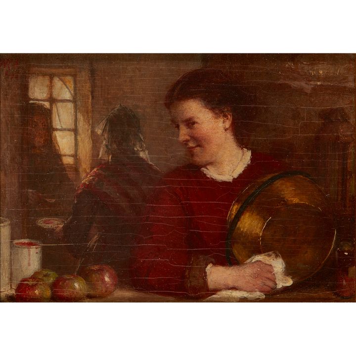 SIR WILLIAM FETTES DOUGLAS P.R.S.A. (SCOTTISH 1822-1891) THE KITCHEN MAID 12.5cm x 18cm (5in x 7in)