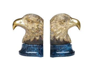 Brass Eagle Head Bookends, Pair
