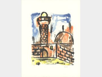 Artist Unknown - Campanile - 1975 Lithograph - SIGNED 26" x 20"