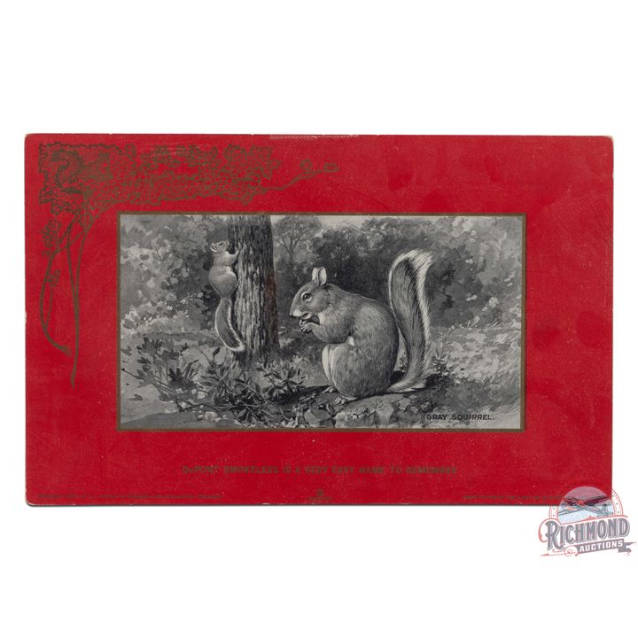Dupont Smokeless Gun Powder Lithograph Advertising Poster "Gray Squirrel"