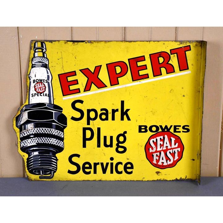 Bowes Seal Fast Expert Spark Plug Service Metal Flange Sign (TAC)
