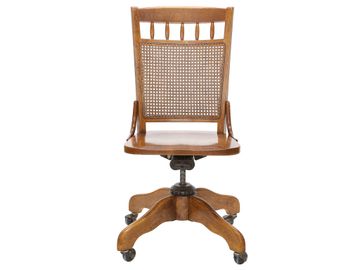 Vintage Pioneer Manufacturing Company Oak Swivel Desk Chair