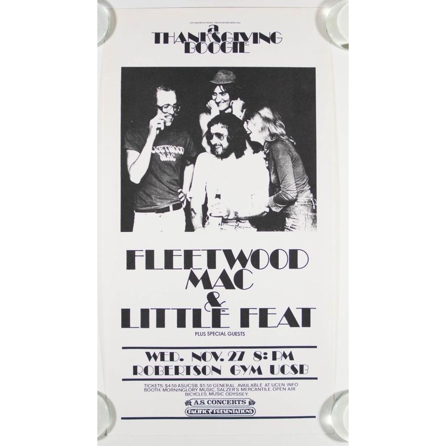 1974 Fleetwood Mac Little Feat Robertson Gym UCSB Poster Excellent 79