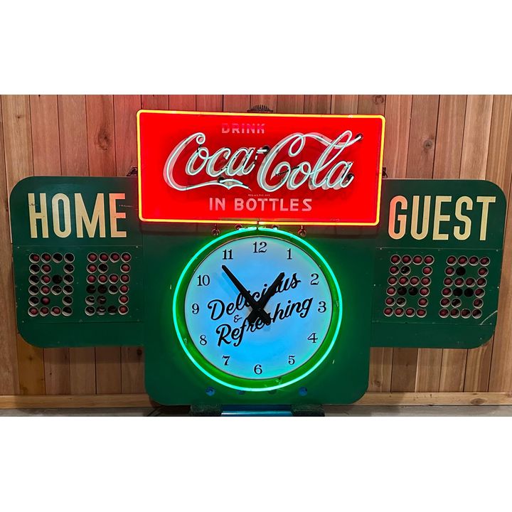 An Original Drink Coca-Cola Neon High School Metal Score Board