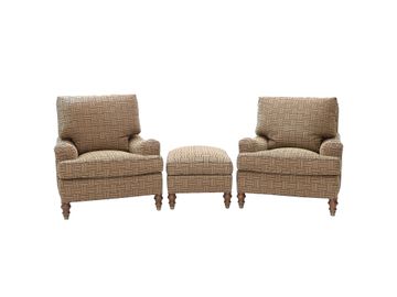 TRS Furniture Inc. Seating Group, Pair of Arm Chairs and Ottoman