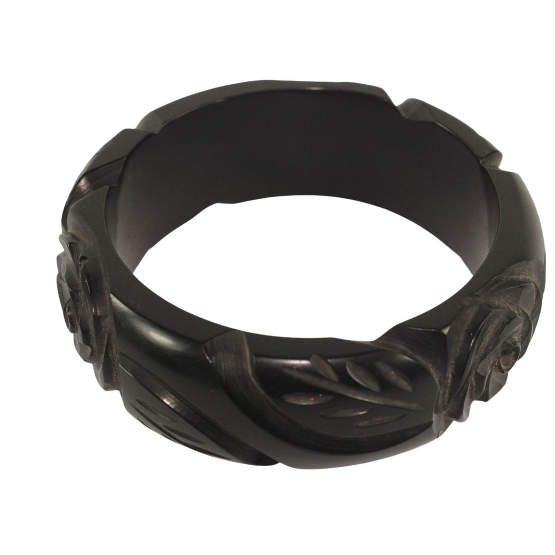 Acrylic Bangle with Incuse Floral Design