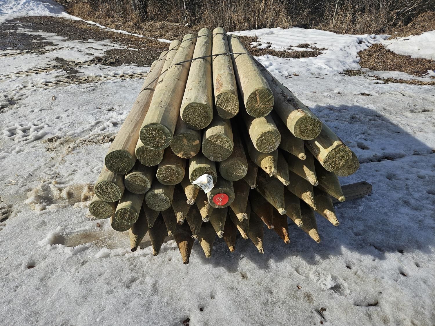 (50) 5-6 Inch X 8 Ft Treated Fence Posts (Unused) [25CD10993-012 ...