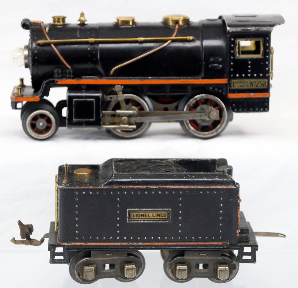 Lionel Prewar O Gauge 258 Orange Stripe Black Loco with 258T Orange ...