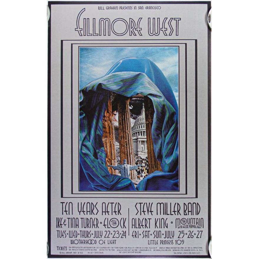 1969 BG-183 Steve Miller Ike & Tina Turner Fillmore West Poster Near Mint 87