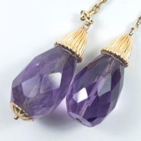 Amethyst Drop Earrings in 9ct Yellow Gold (Pair)