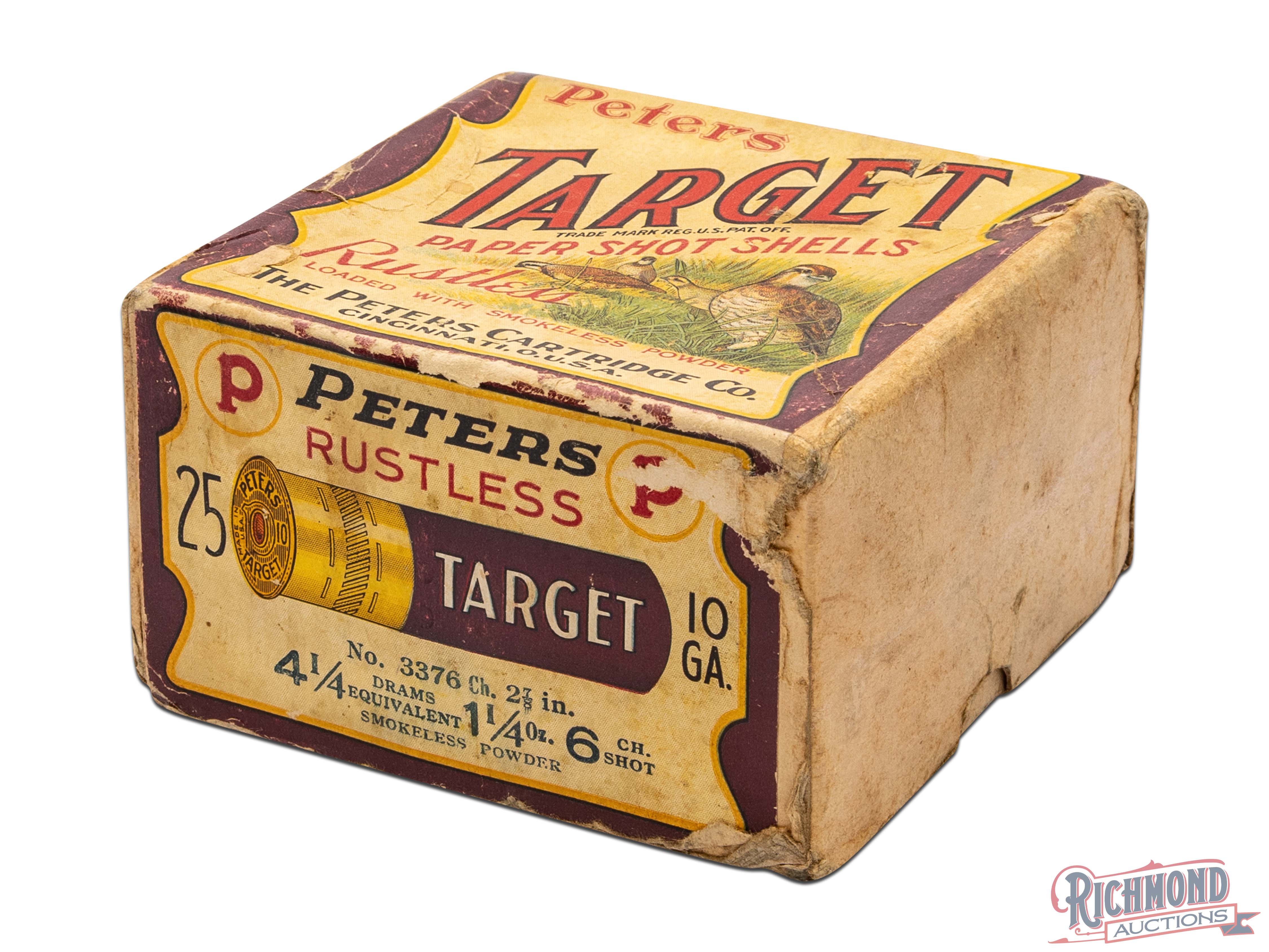Rustless Lable Peters Target 10 Gauge Rustless Paper Shot Shells Two Piece Box With ...