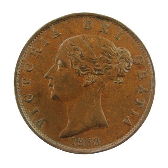 Great Britain Victoria 1853 Halfpenny, Choice Uncirculated