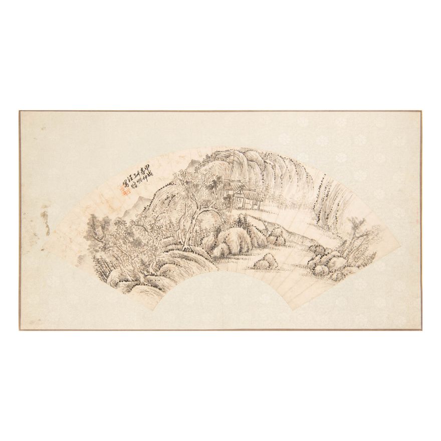 汪昉   山水扇面 A Chinese landscape fan painting, signed Wang Fang (Chinese, 1799-1877)