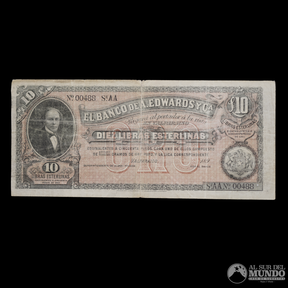 Chile, Banco de A. Edwards y Cia. 10 Libras Esterlinas. 189X.