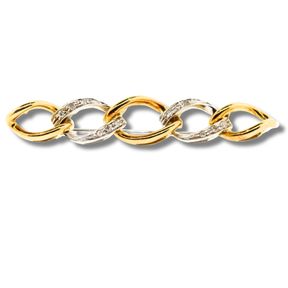 Diamond-set 18ct Yellow & White Gold chain-link Brooch