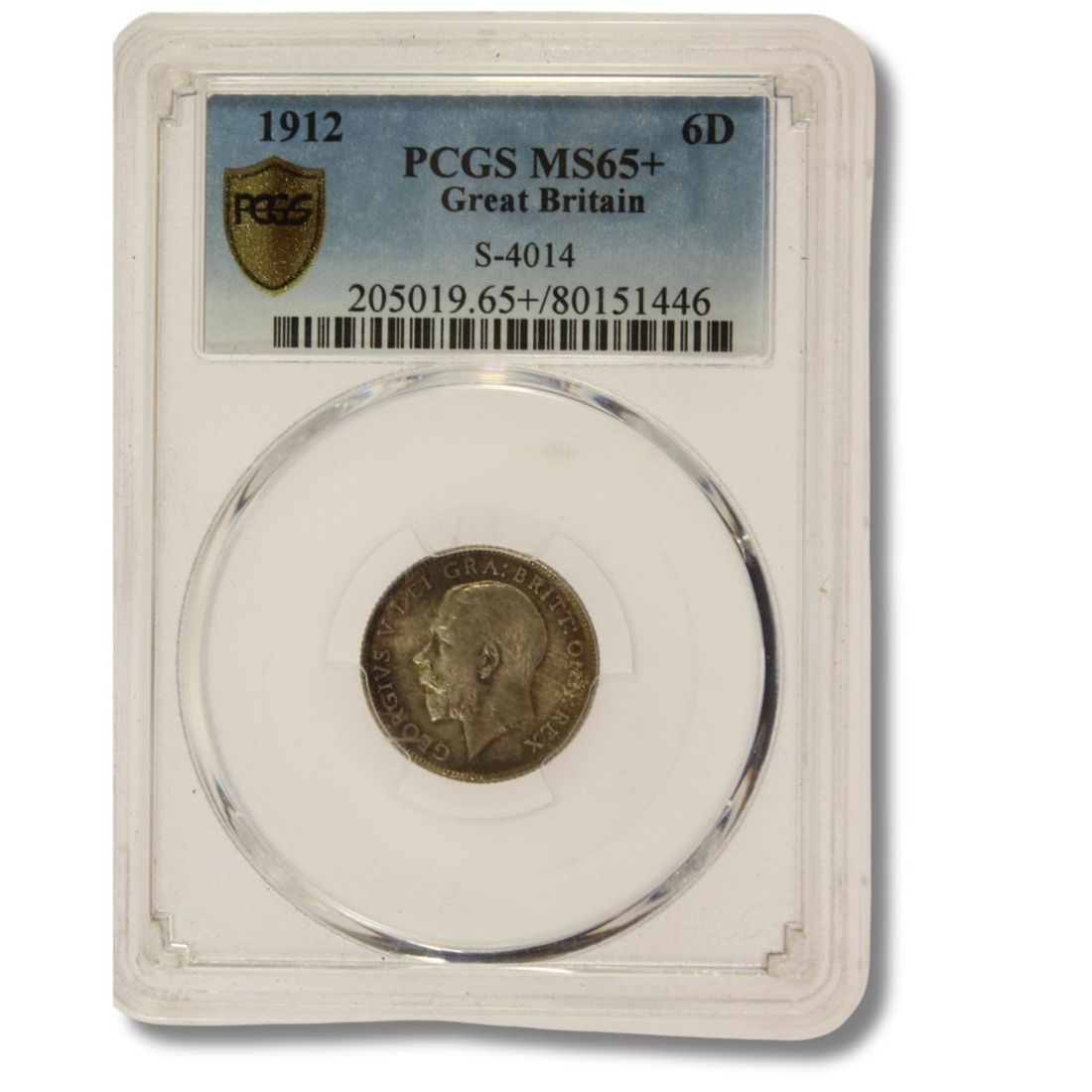 Great Britain George V 1912 Sixpence, PCGS MS65+