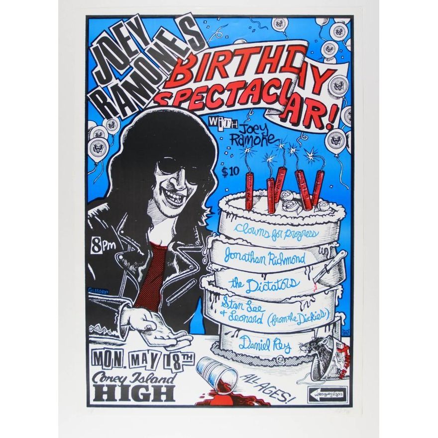 1998 Jonathan Richmond Coney Island High Joey Ramone's Birthday AP Signed Poster Near Mint 87